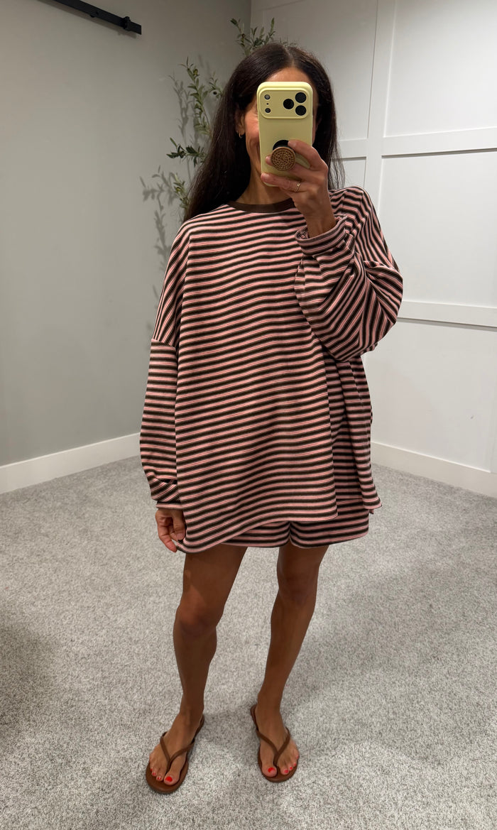 Morgan Long Sleeve Top | Pink/Brown