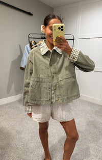 Tessa Gingham Collared Jacket | Olive