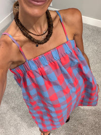 Cherry Blue Checkered Dress
