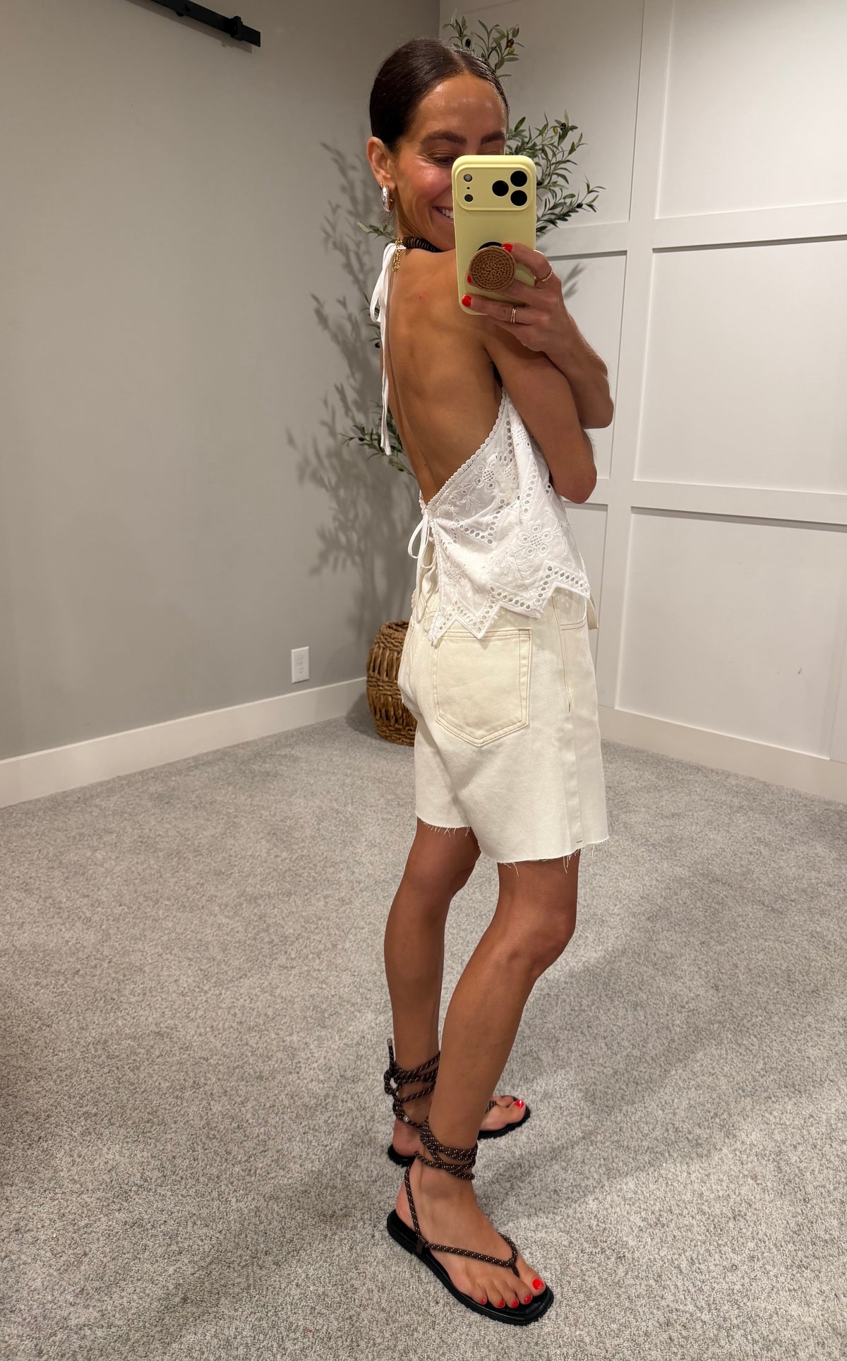 Eyelet Halter Top | White