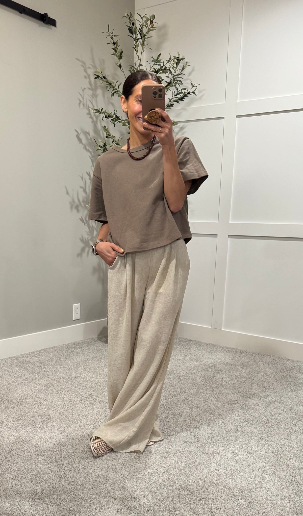Pleated Wide Leg Pants | Oatmeal