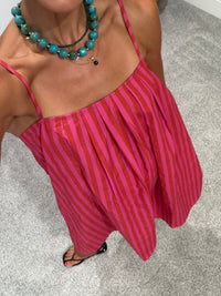 Candy Stripe Babydoll Mini Dress  | Pink Stripe