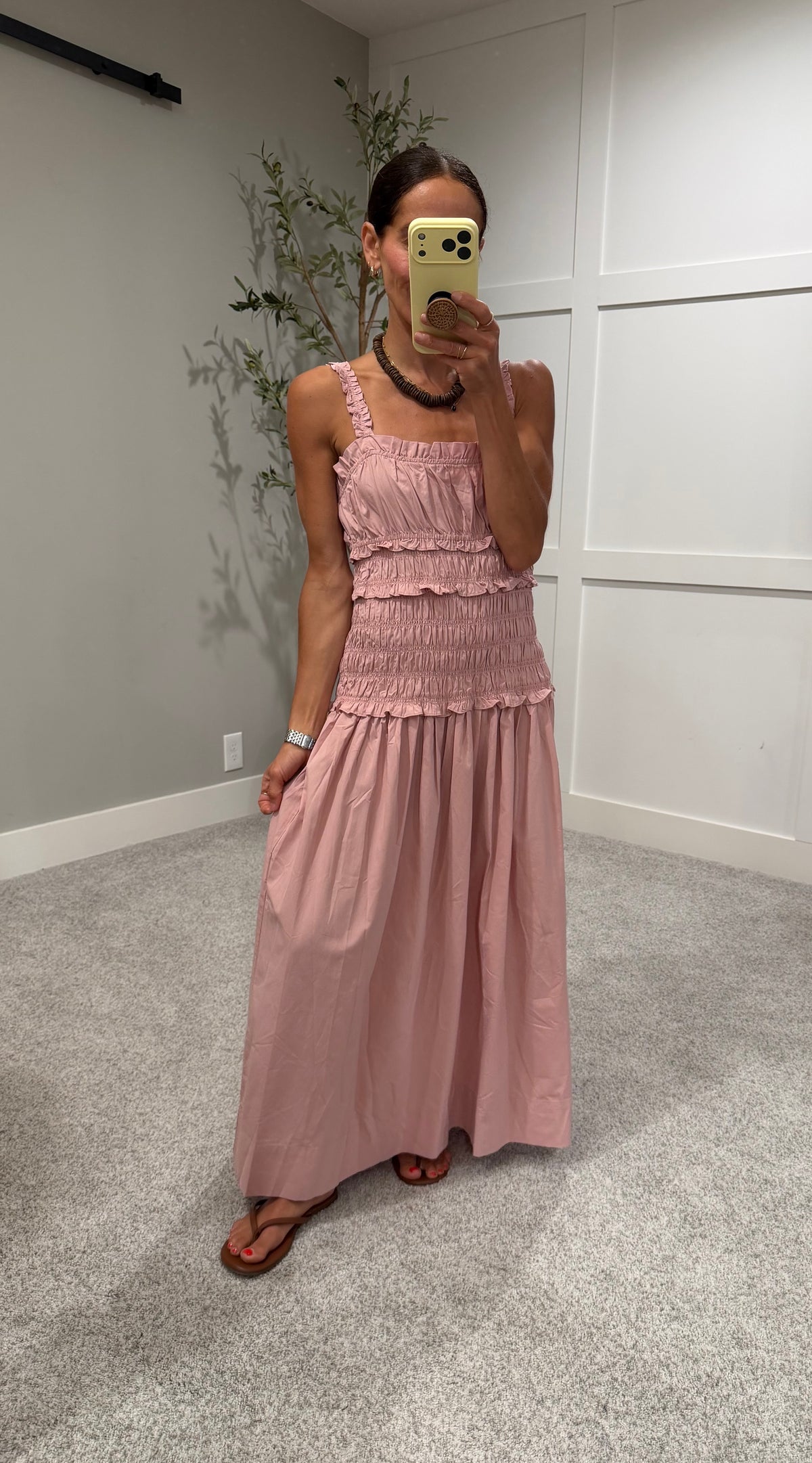 Belle Ruffled Smocked Dress | Dusty Pink