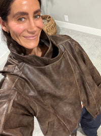 Vegan Leather Jacket | Vintage Brown