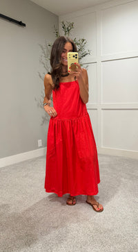 Poppy Poplin Dress | Red