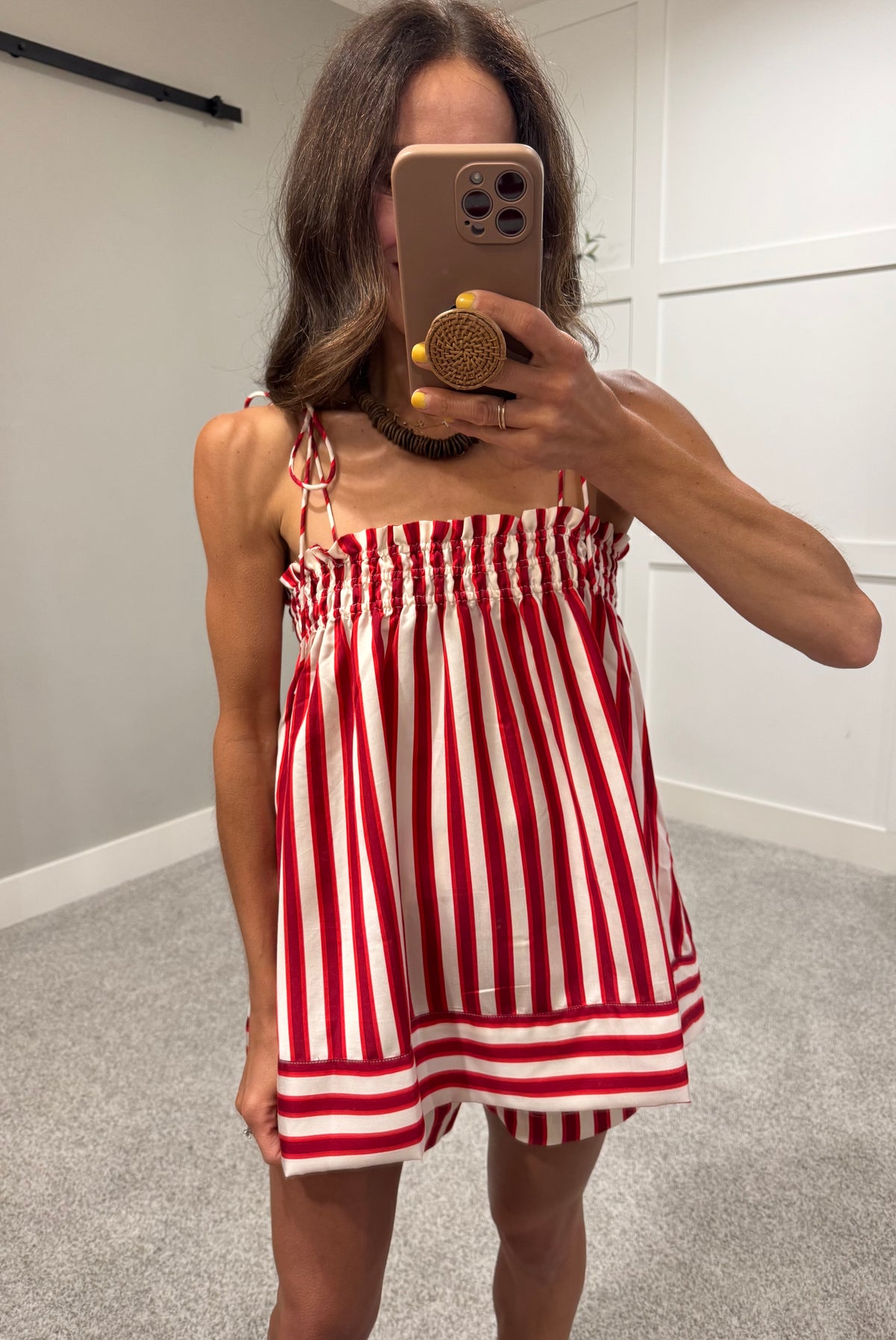 Juni Striped Set | Red/Cream Stripe
