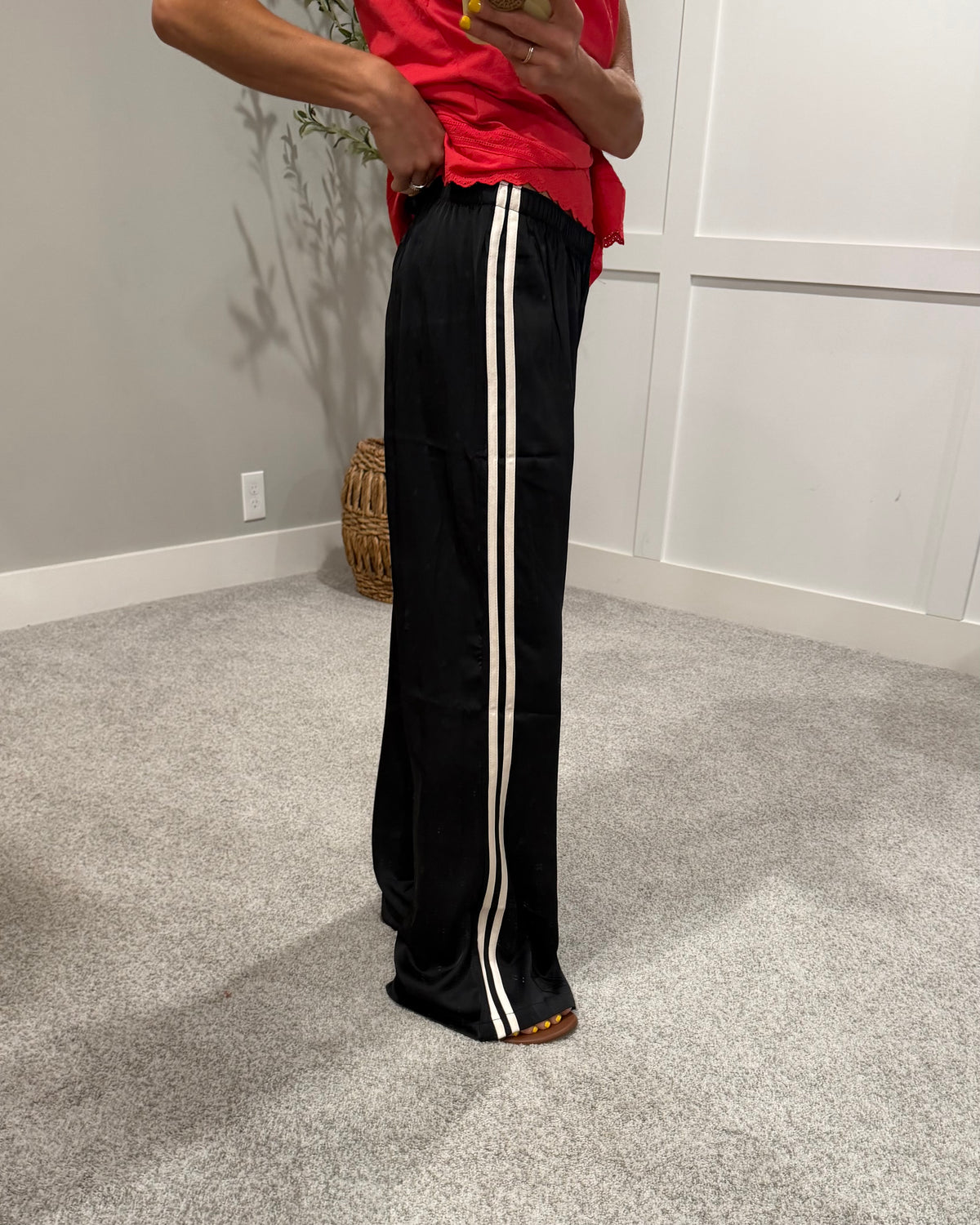 Adele Satin Track Pants | Black