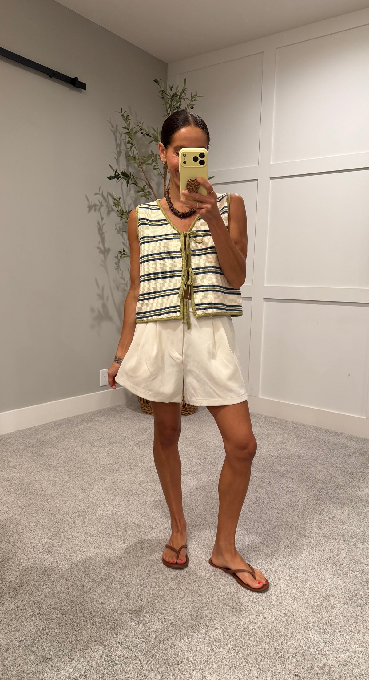 Croix Striped Knit Tie Front Vest