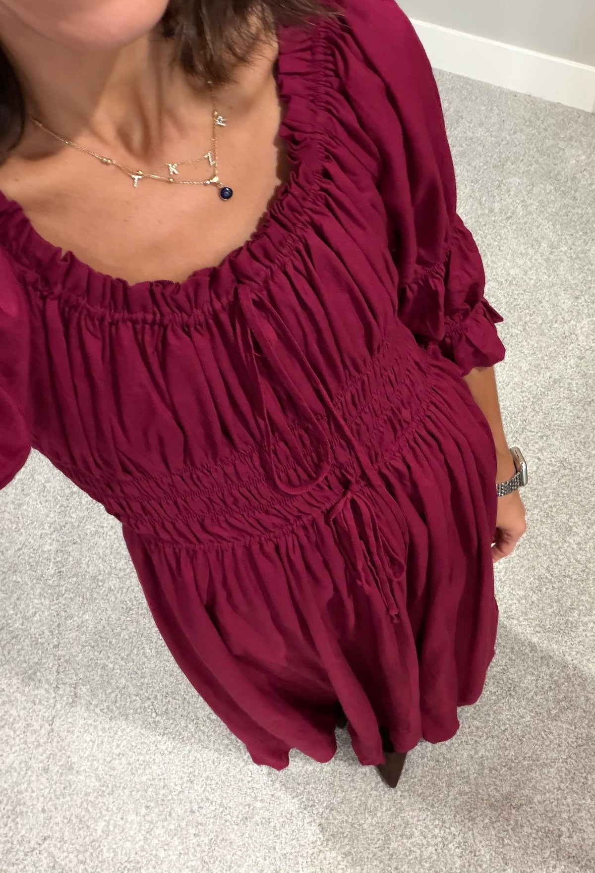 The Solana Smocked Dress | Burgundy