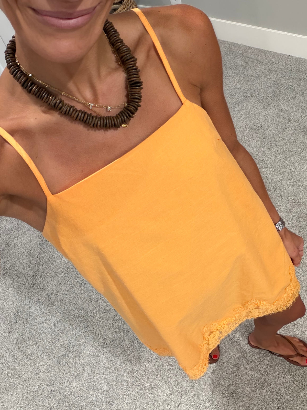 Creamsicle Lace Mini Shift Dress | Orange