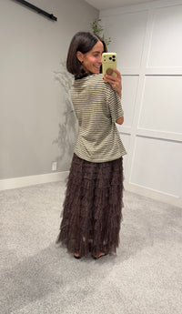 Perfectly Oversized Striped Tee | Black/Brown Stripe
