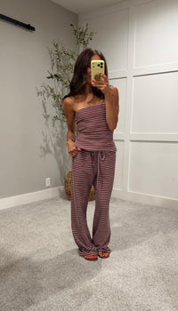 Sandy Strapless Set | Lavender Stripe