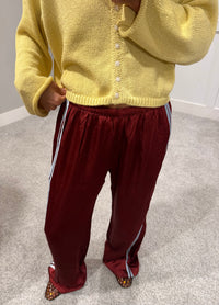 Adele Satin Track Pants | Maroon/Light Blue