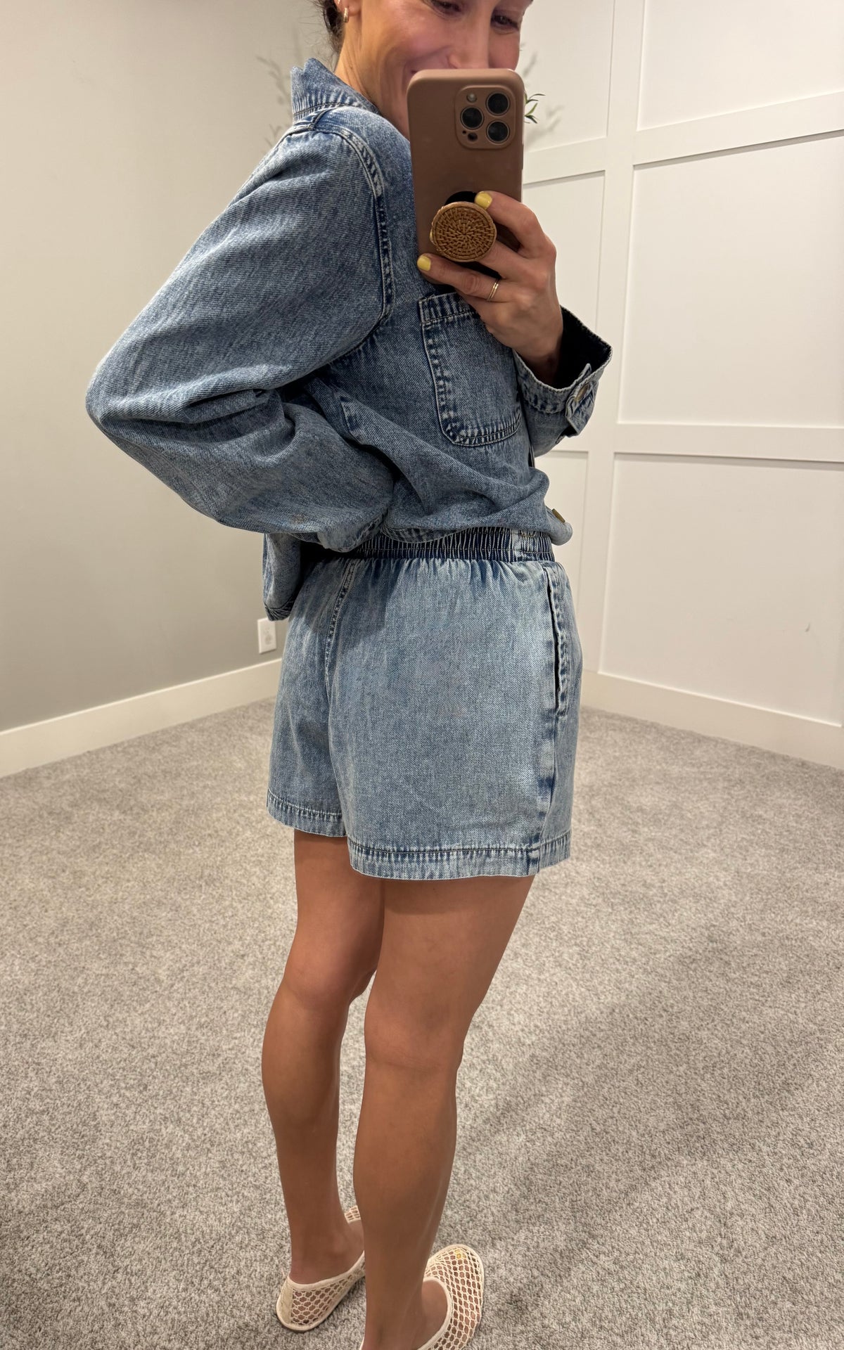 Acid Wash Denim Shorts