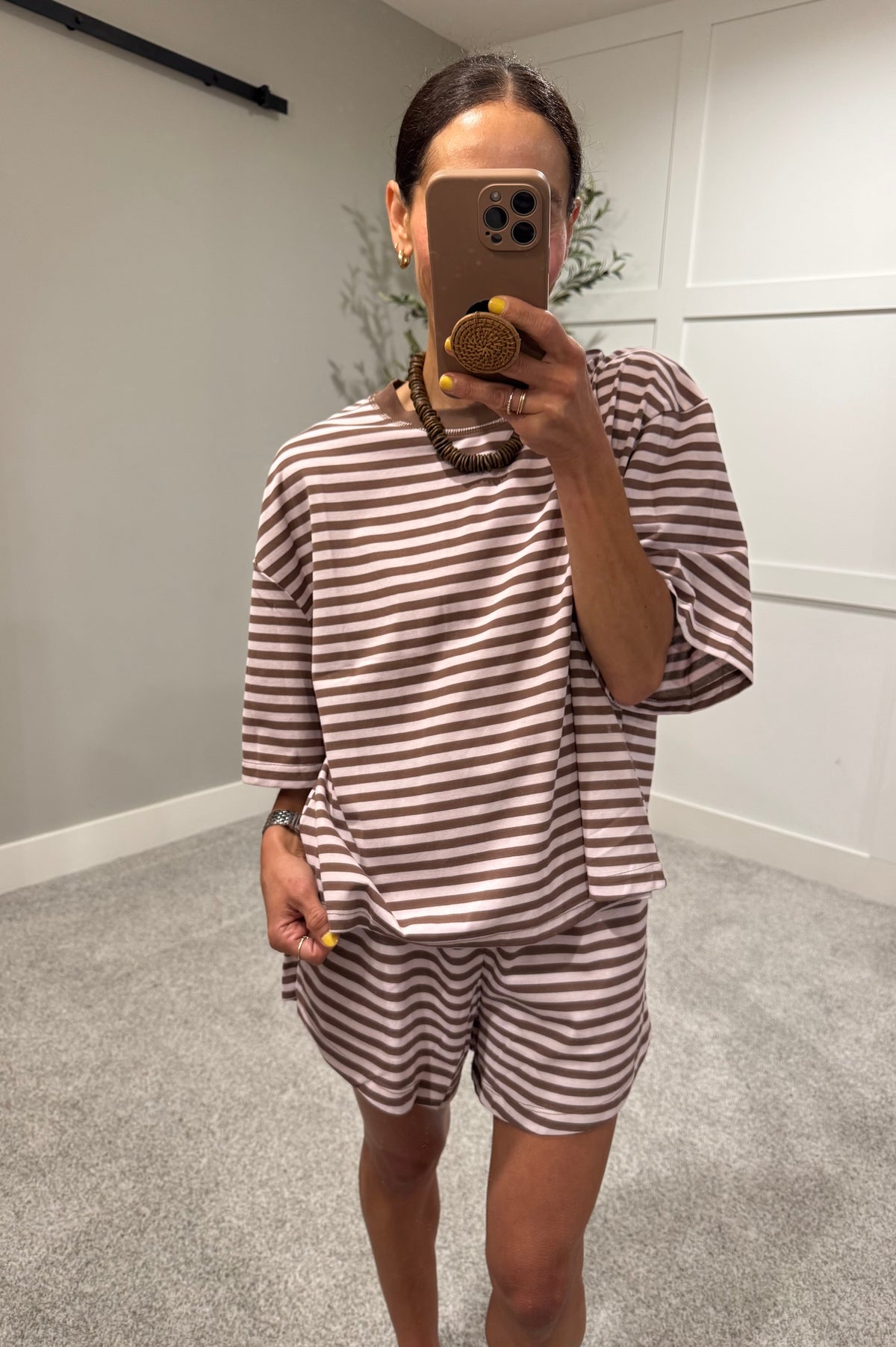 Lena Striped set | Mauve/Brown