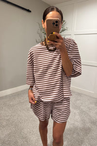Lena Striped set | Mauve/Brown