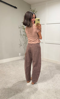 Ginger Ribbed Cropped Tee | Dusty Mauve
