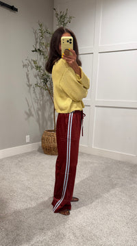 Adele Satin Track Pants | Maroon/Light Blue