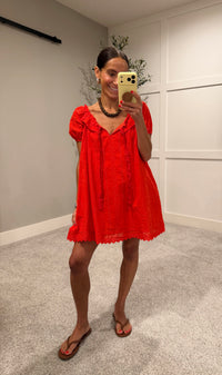 Broderie Babydoll Dress | Cherry Tomato