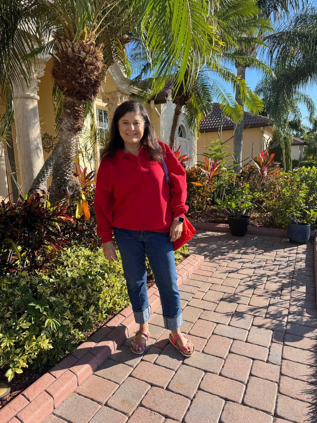 Oversized Collared Sweatshirt | Red