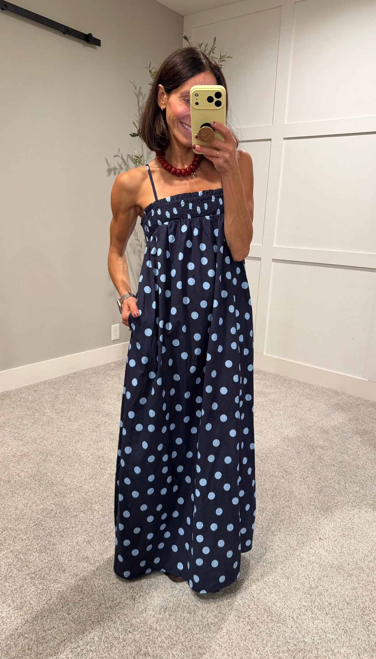 Ari Polka Dot Maxi Dress | Midnight