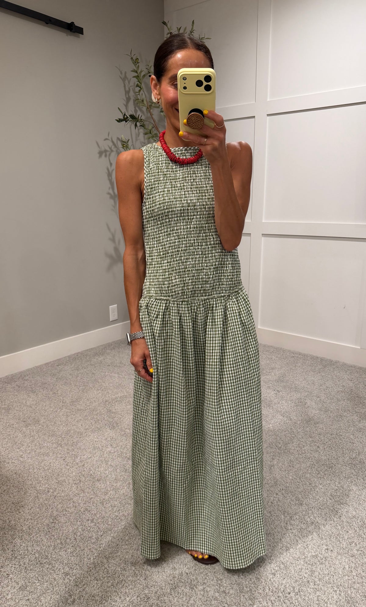 Cora Gingham Maxi Dress | Green