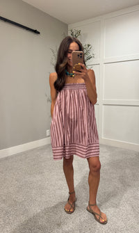 Serena Striped Cami Dress | Mauve Stripe