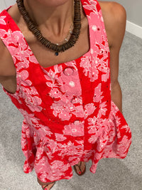 Azuela Floral Dress | Red/Pink