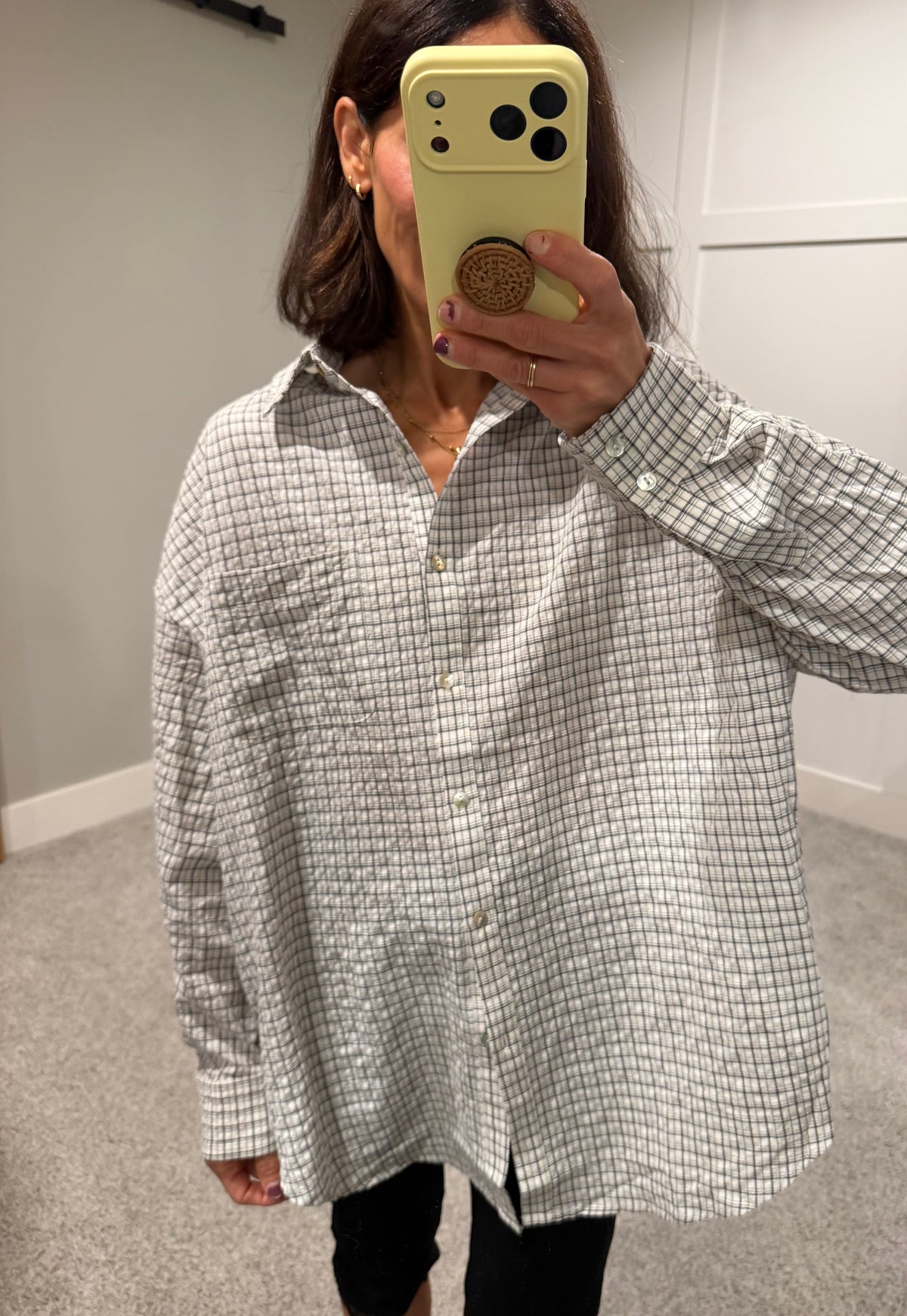Sammy Oversized Plaid Button-Up | Off White/Black