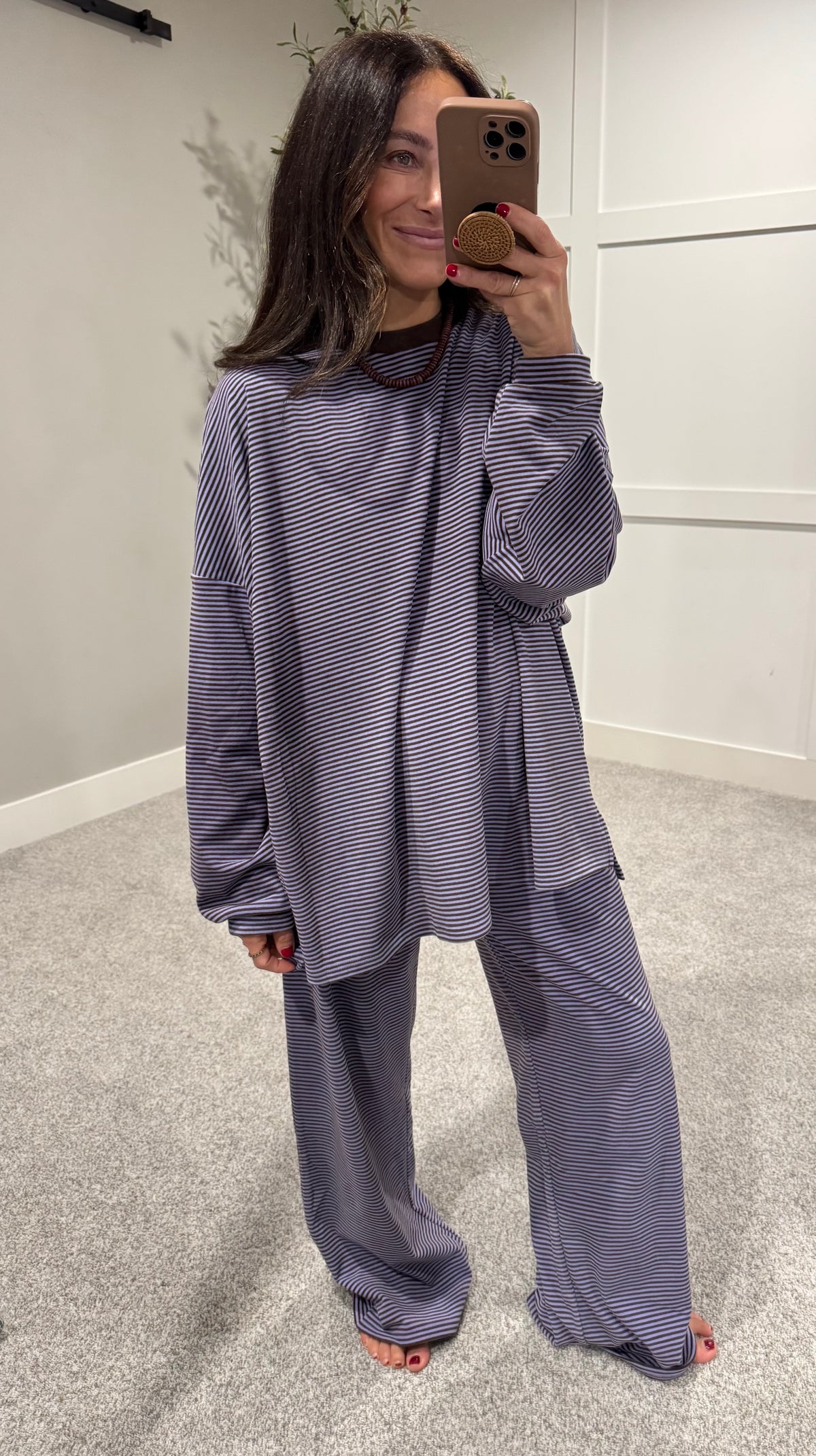 Lounging Brushed Knit Pants | Lavender/Brown