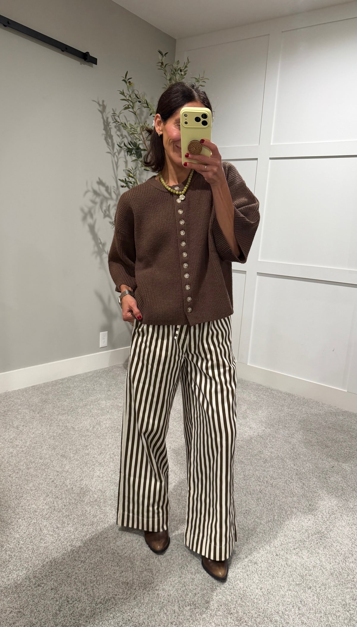 The Hollis Stripe Pants | Brown/Cream