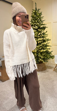 Fringe Hem Sweater | Powder