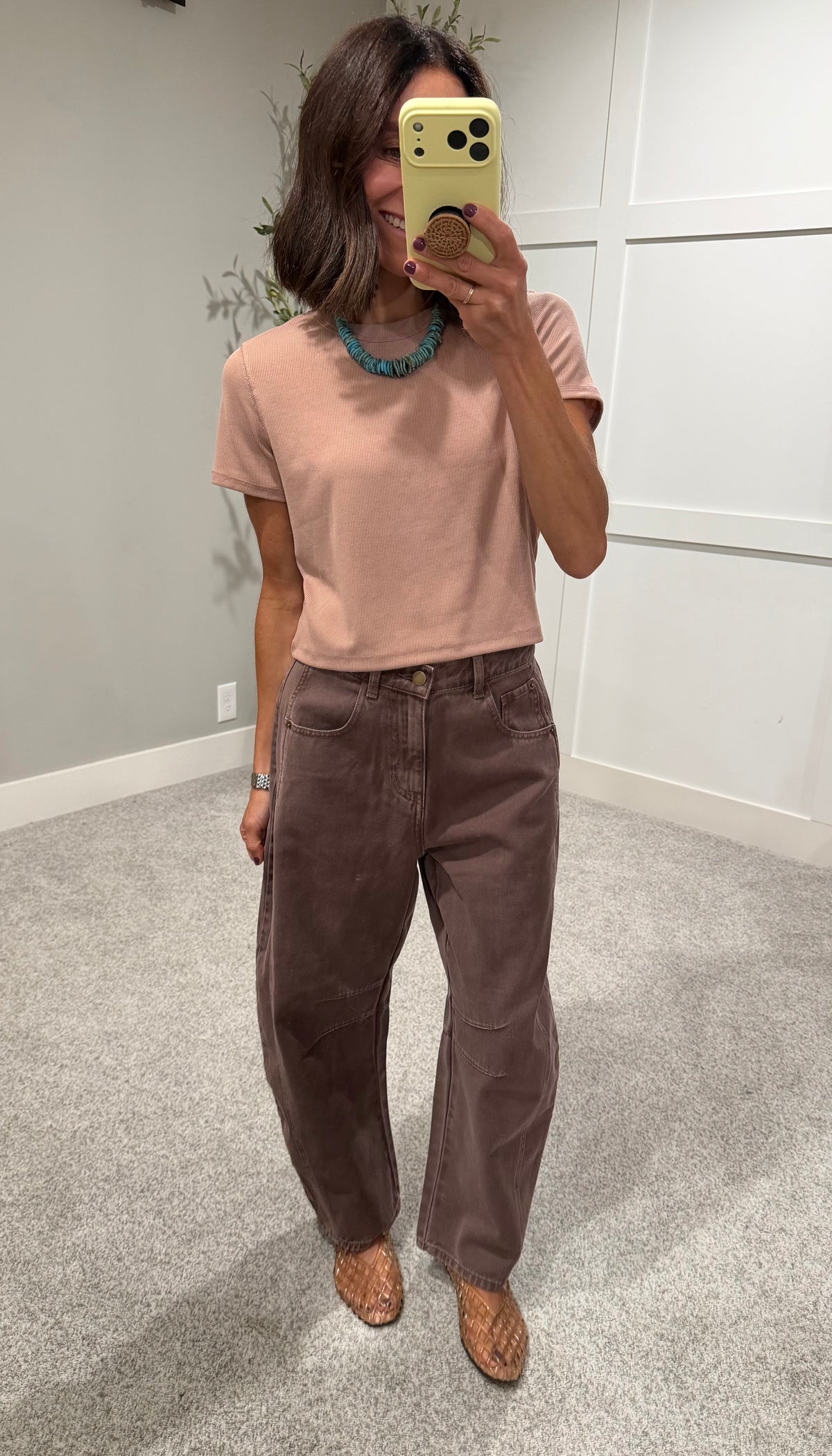 Ginger Ribbed Cropped Tee | Dusty Mauve