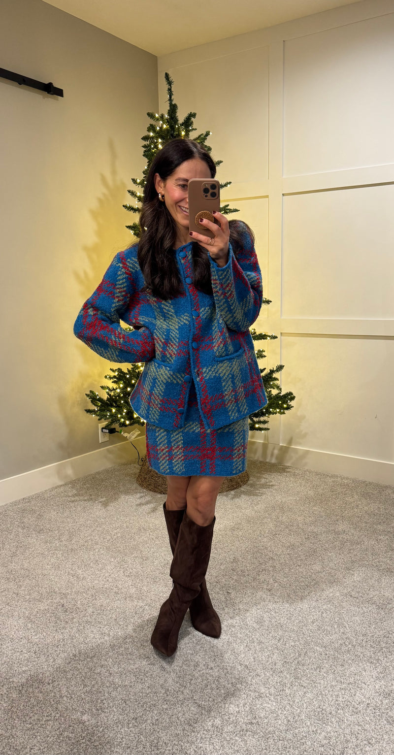 Blue Check Holiday Set