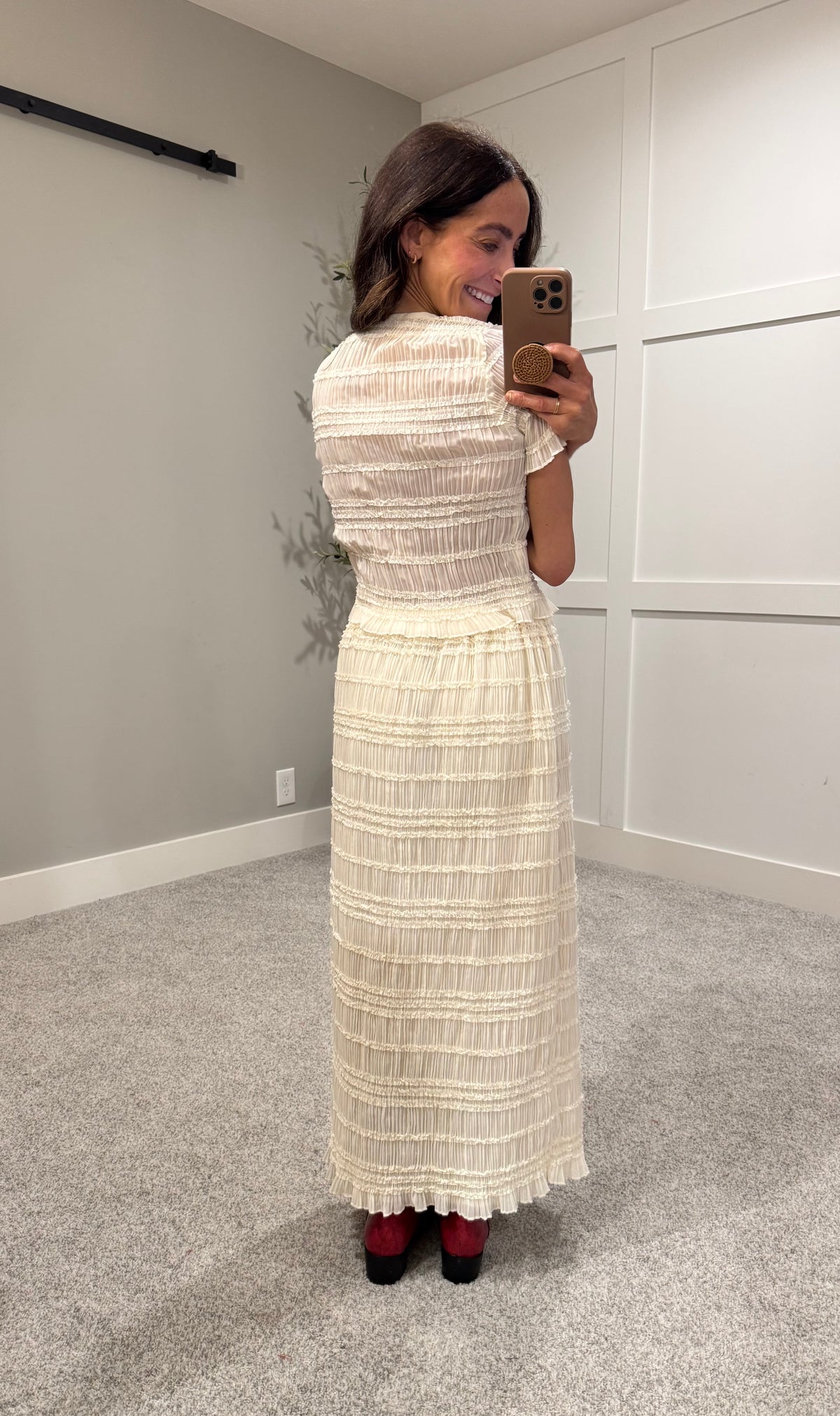 Ava Crinkle Chiffon Skirt | Cream