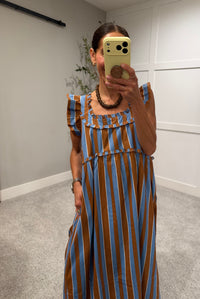 Aspen Chocolate Blue Striped Dress