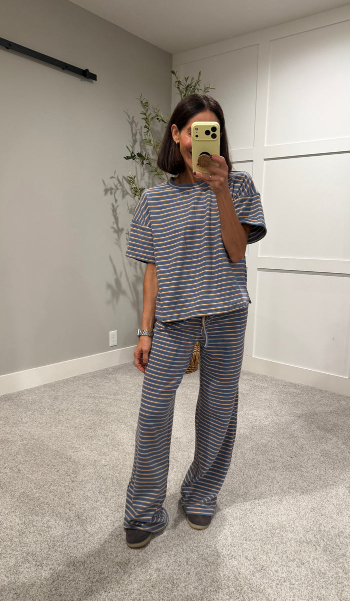 Junie Striped Set | Dusty Blue