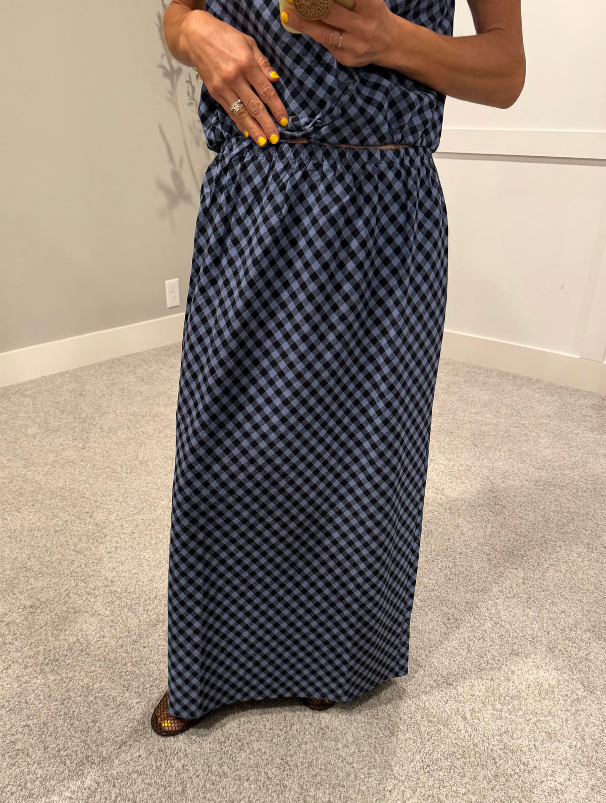 Sally Plaid Set | Navy/Blule