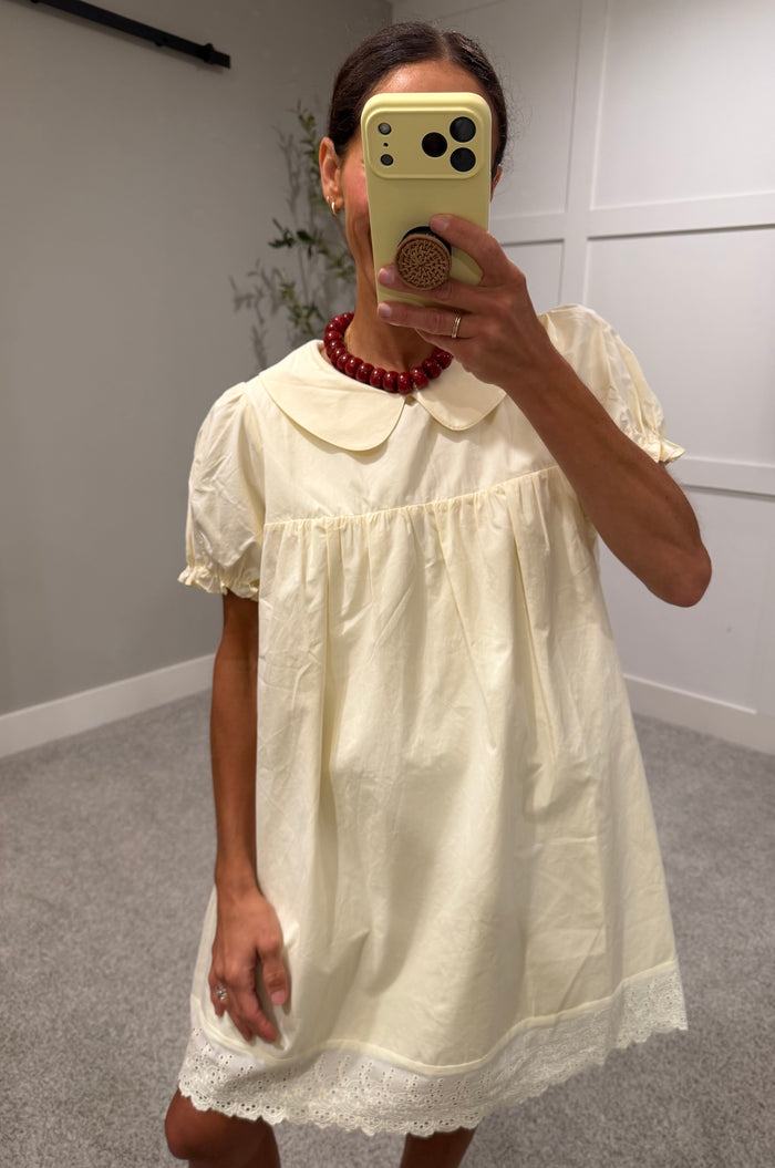 Babydoll Eyelet Dress | Butter Yellow