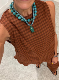 Autumn Gingham Set | Cognac Brown