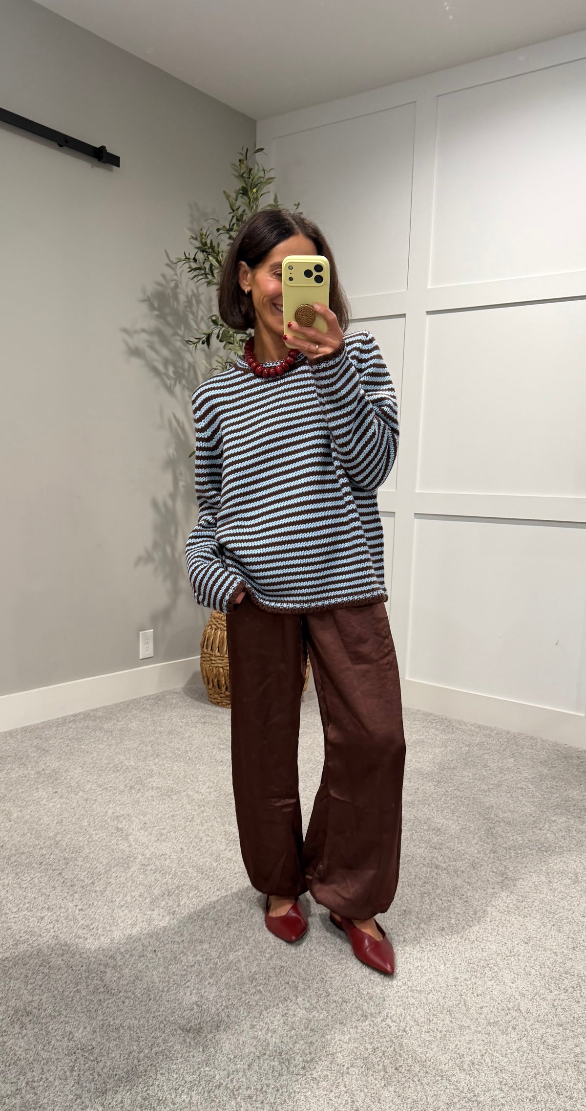 Everyday Cozy Stripe Knit Sweater | Choco/Blue