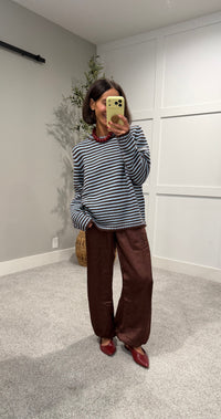 Everyday Cozy Stripe Knit Sweater | Choco/Blue
