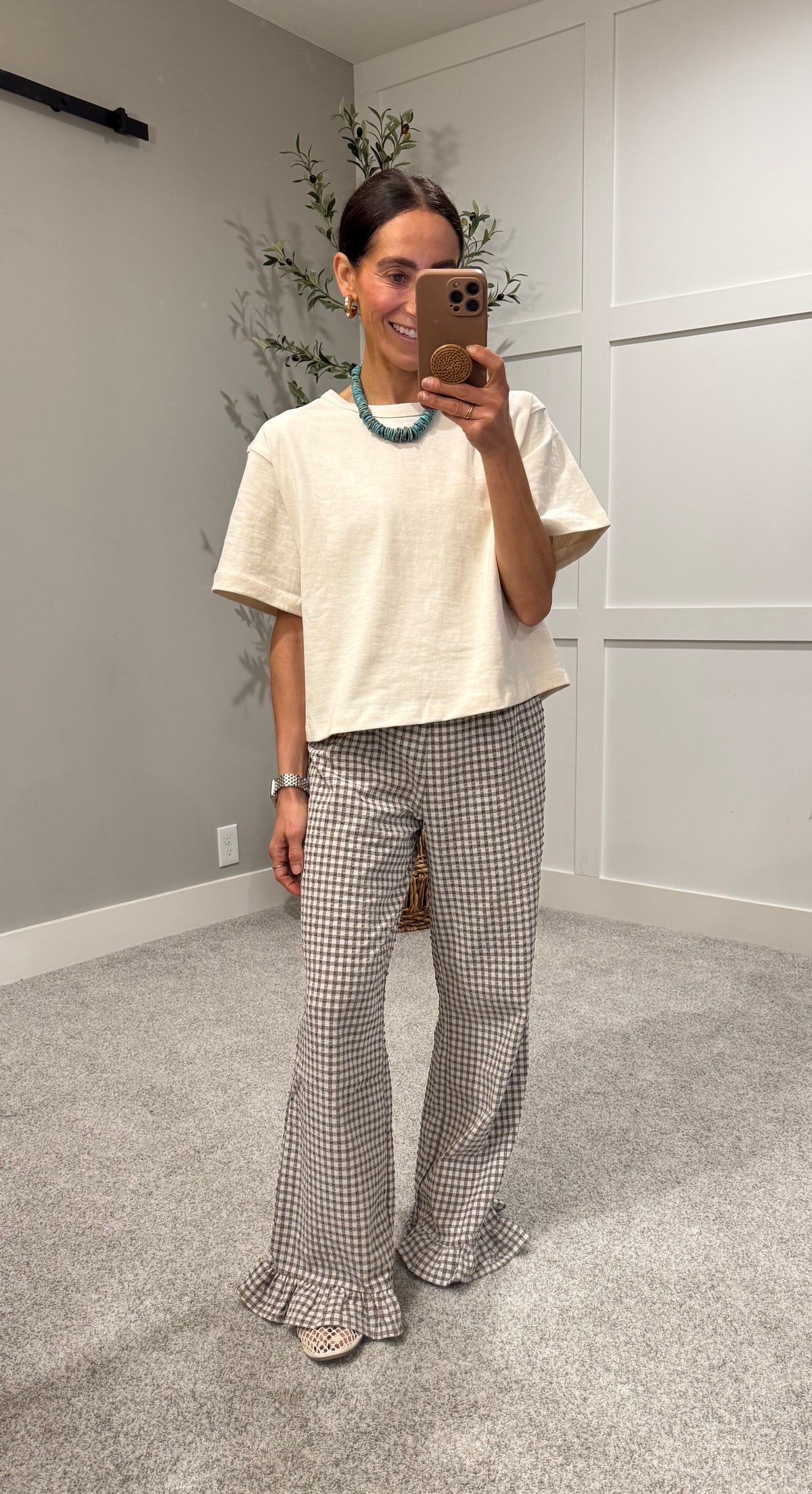Remi Gingham Pants | Brown/Cream