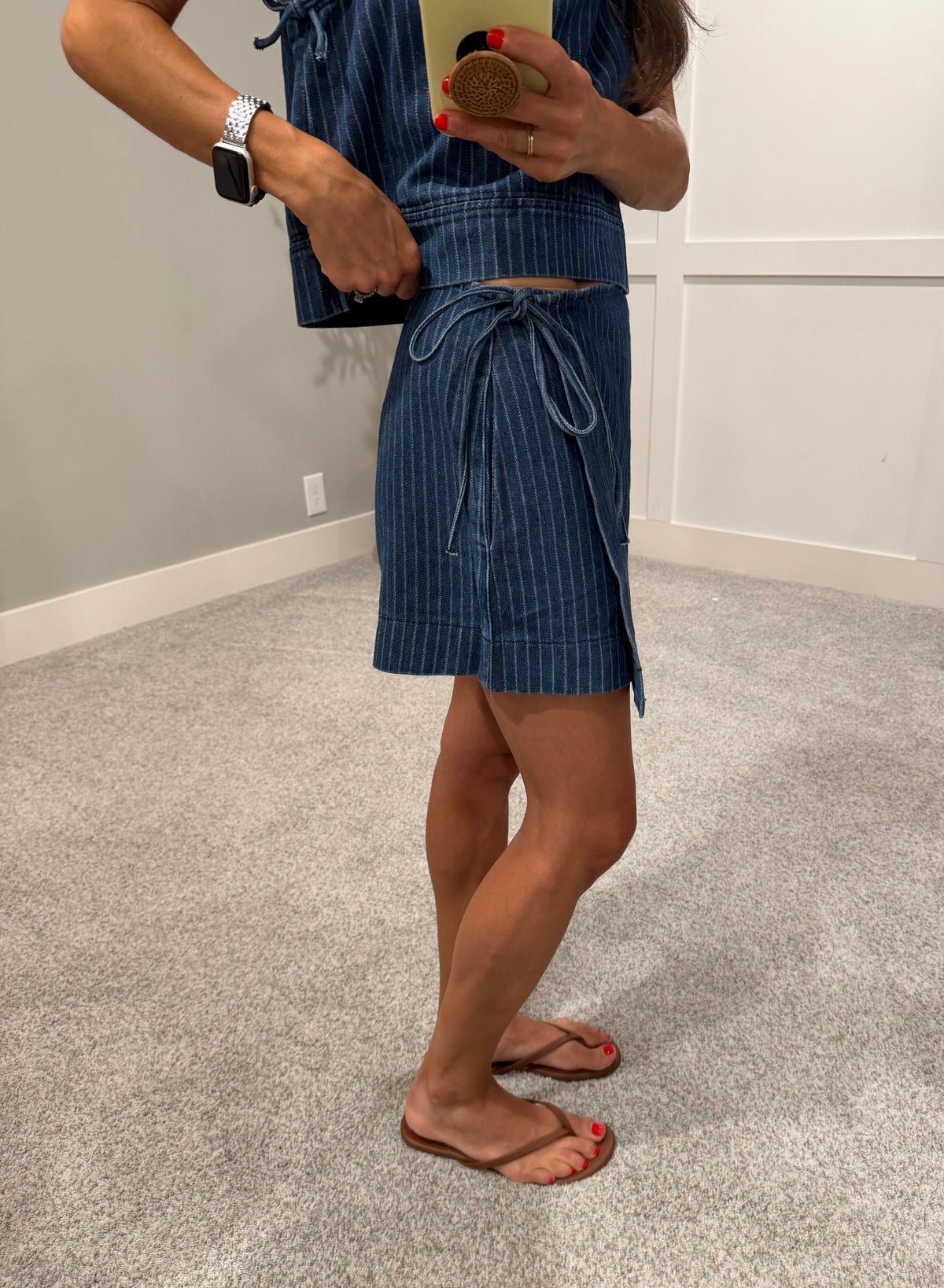 Pia Striped Skort | Denim Blue