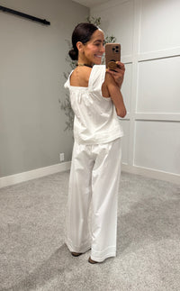 Cece Eyelet Hem Pants | Off White