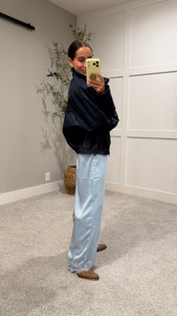 Harper High Neck Dark Denim Jacket