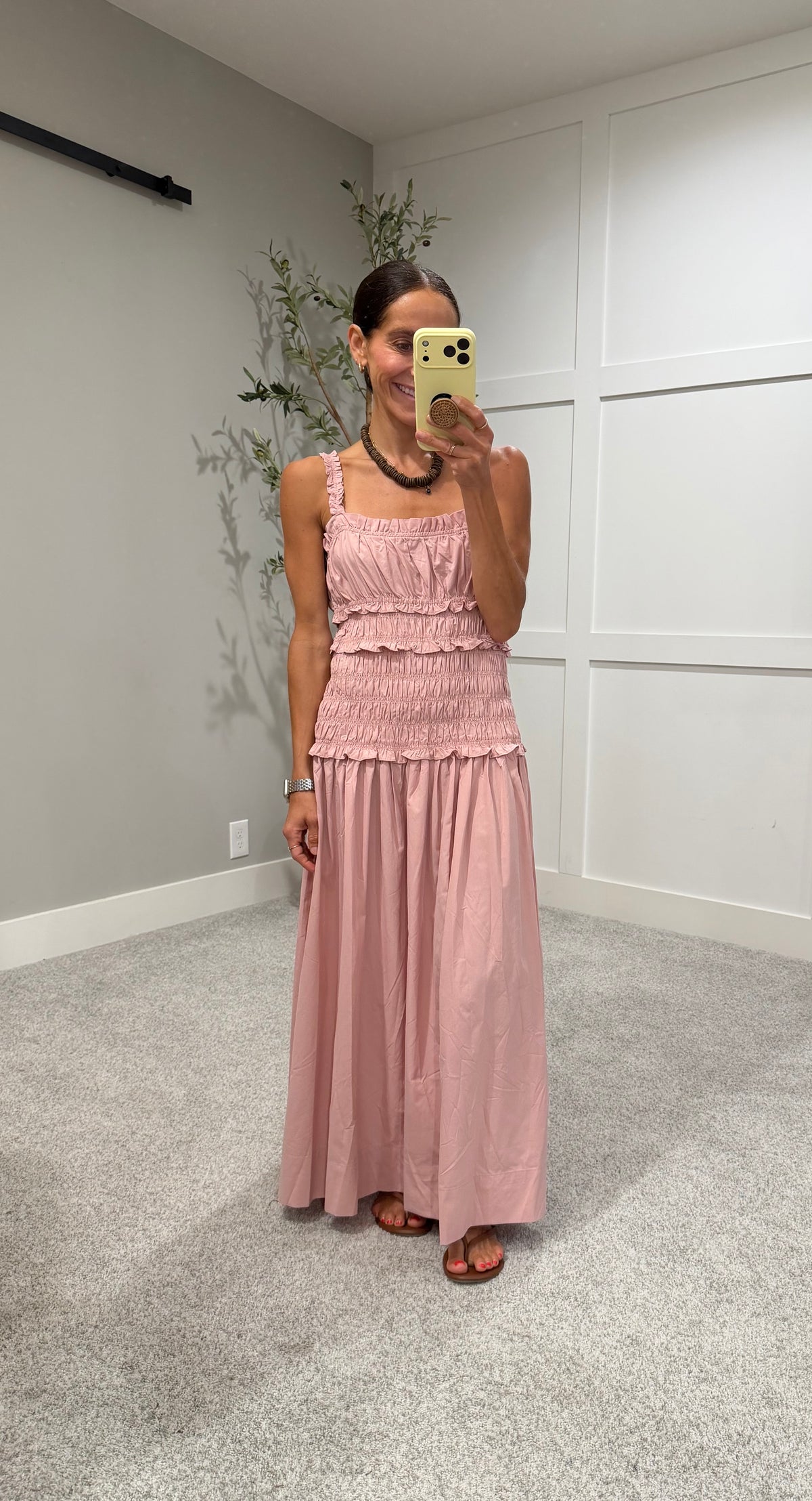 Belle Ruffled Smocked Dress | Dusty Pink