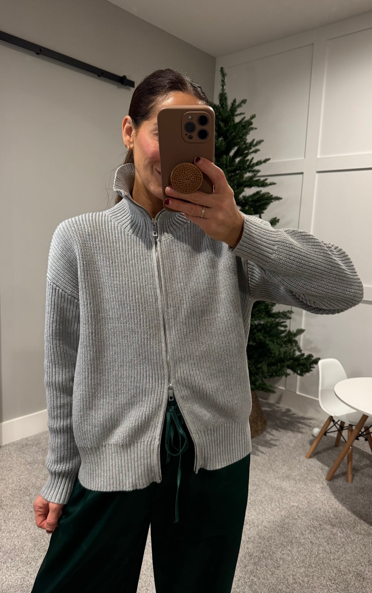 Two Way Zip Sweater Jacket | Grey