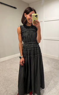 Neily Gingham Maxi | Olive/Charcoal Grey
