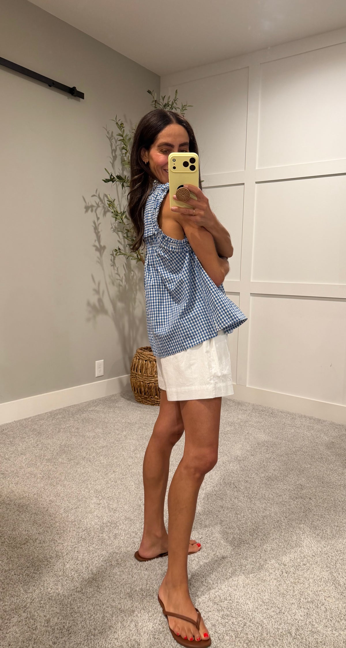 Gingham Ruffle Blouse | Blue